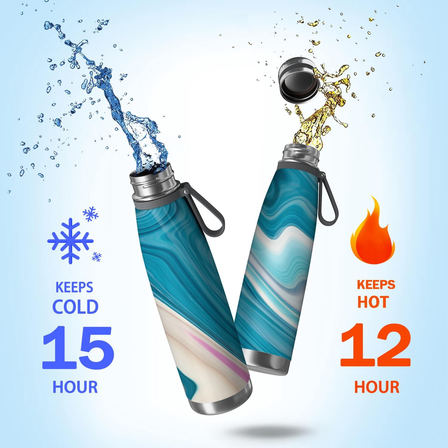 29oz Insulated Water Bottle with Tea Infuser, Stainless Steel Travel Mug, Liquid & Marble Print