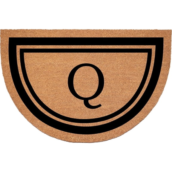 Calloway Mills 152961830HC Q Half Circle Black Border 18" x 30" Monogram Doormat (Letter Q)