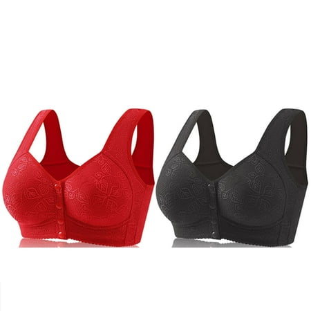 Black of Friday Deals!Clearance Staron 2PC Wireless Bras for Women Comfort No Underwire Bras Comfortable Wireless Bras Soft Strap Front Close Bra No Underwire Bras