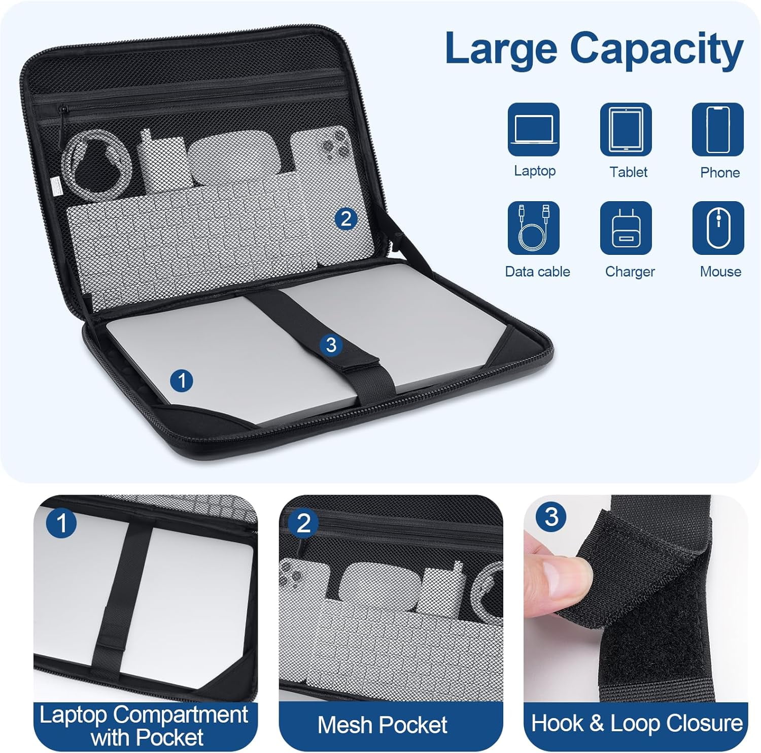 MOSISO 15-16 inch Laptop Hard Case, 15.6 inch Waterproof Shockproof Computer Bag Compatible with MacBook HP Dell,Artistic Geometric EVA Carrying Sleeve Laptop Case Hard Shell with Handle