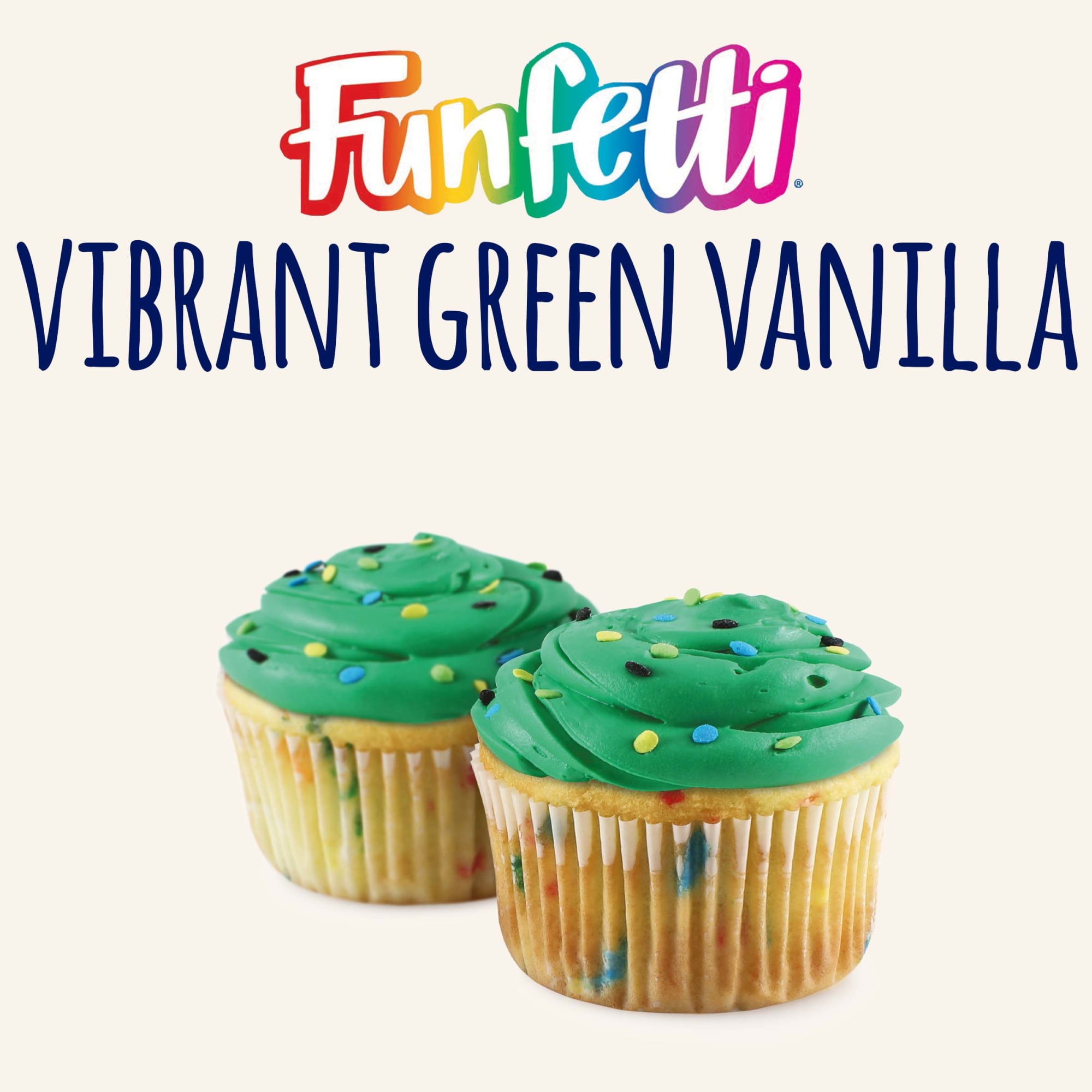 (8 pack) Pillsbury Funfetti Vibrant Green Vanilla Frosting, 15.6 oz Tub