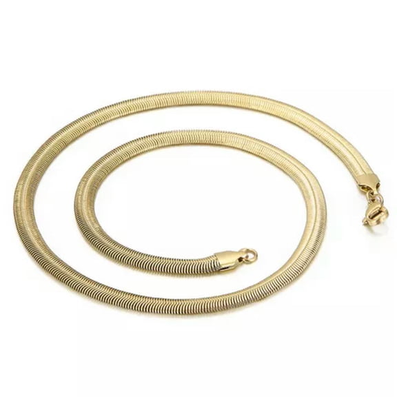 QQTDFG 20" 22" 24" Fashion 316L Stainless Steel Flat Snake Chain Neklace for Men Women-Gold-8mm-20inch or 50cm