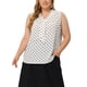 thumbnail image 1 of Blusas clásicas sin mangas de cuello en V con lazo de lunares para mujeres de tallas grandes Agnes Orinda 3X blancas, 1 of 7