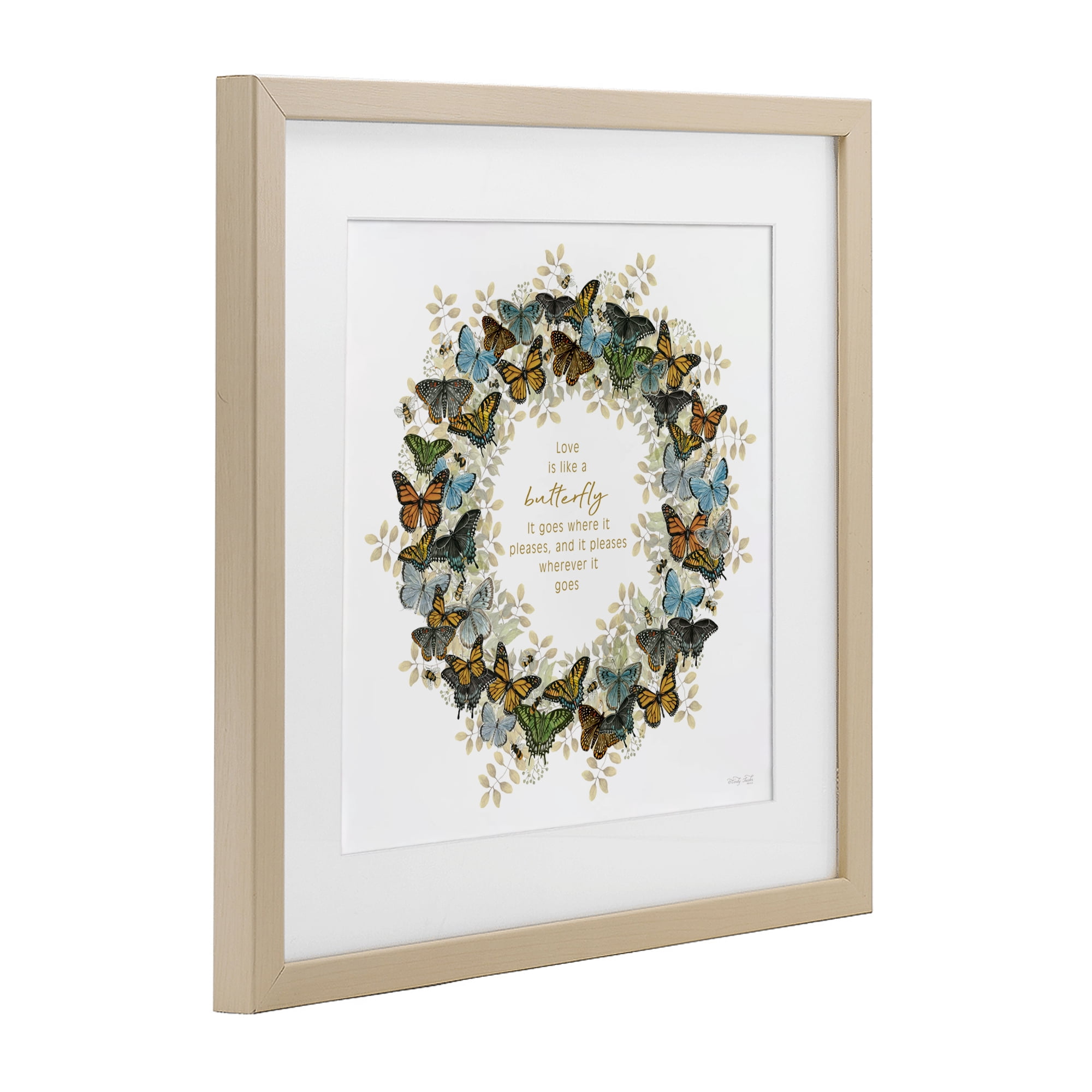 Stupell Industries Life Is Like A Butterfly Wreath Birch Framed Print Under Glass, design by Cindy Jacobs