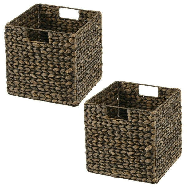 mDesign Large Woven Hyacinth Home Storage Basket for Cube Furniture, 2