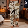 thumbnail image 2 of GrmtClth Men Halloween Print Pajama Pants Vintage Fall Tree Acorn Pattern Loungewear Trousers Elastic Waist Sleep Bottoms Pocket Casual Joggers Home Sweatpants Army Green M, 2 of 5