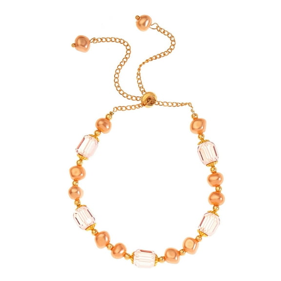 Fiaya Women French Retro Pearl Bracelet, 1Pc Freshwater Pearls Fortunate Stone Bracelets, Elegant Adjustable Chain Bracelets for Women Minimalist Designs