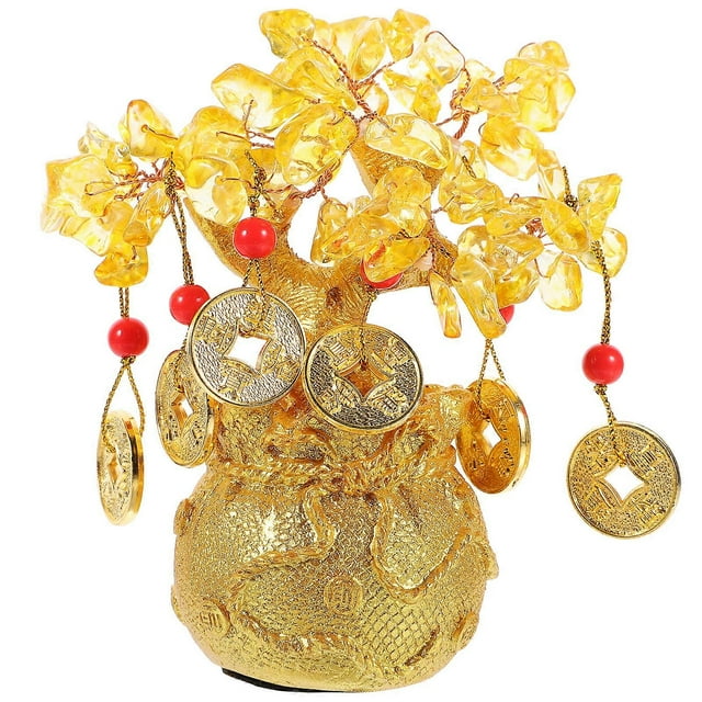 Money Tree Statue Desktop Money Tree Resin Citrine Money Tree Desktop Cabinet Decor