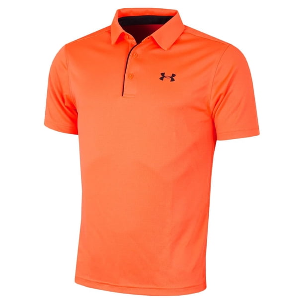 Polo de golf Under Armour Tech para hombre, talla X-Small, naranja/negro