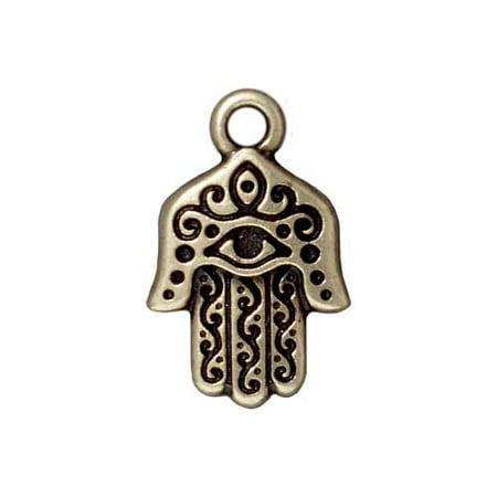 Hamsa Hand Charm - Brass Oxide Finish Pewter Hamsa Hand Pendant Charm 21mm (1)