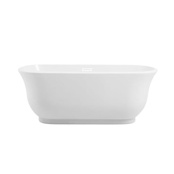 Elegant Kitchen & Bath BT10259GW-WHT 59 in. Soaking Bathtub, Glossy White with Polished White Trim