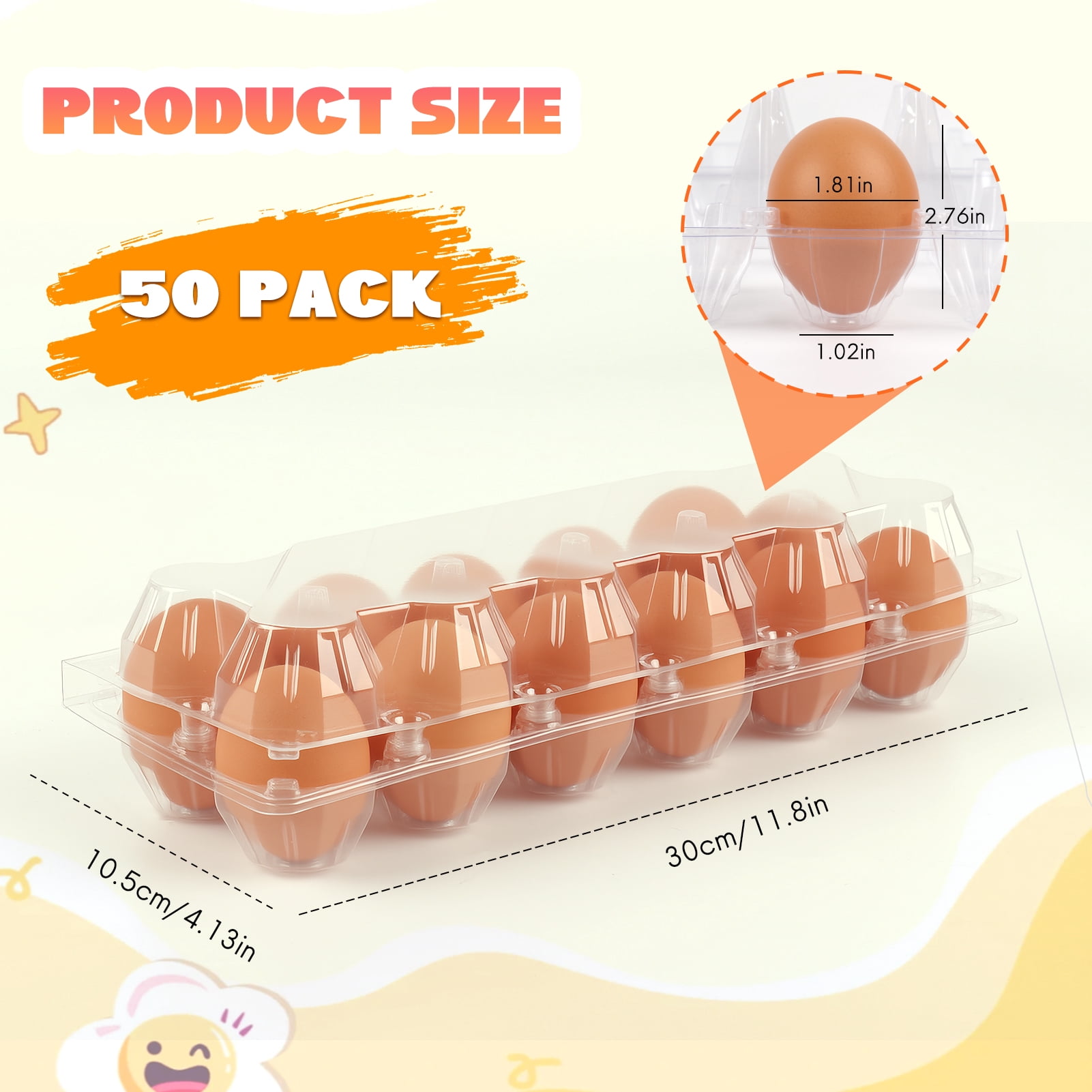 2*6 Plastic Egg Cartons, Clear Empty Chicken Egg Carton, Reusable & Cheap Egg Containers Bulk for Family, Farm, Markets Display