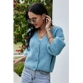 thumbnail image 1 of BeautyIn Pull Court en Tricot Violet Pull Ample Cardigan à Manches Sept Points, 1 of 3