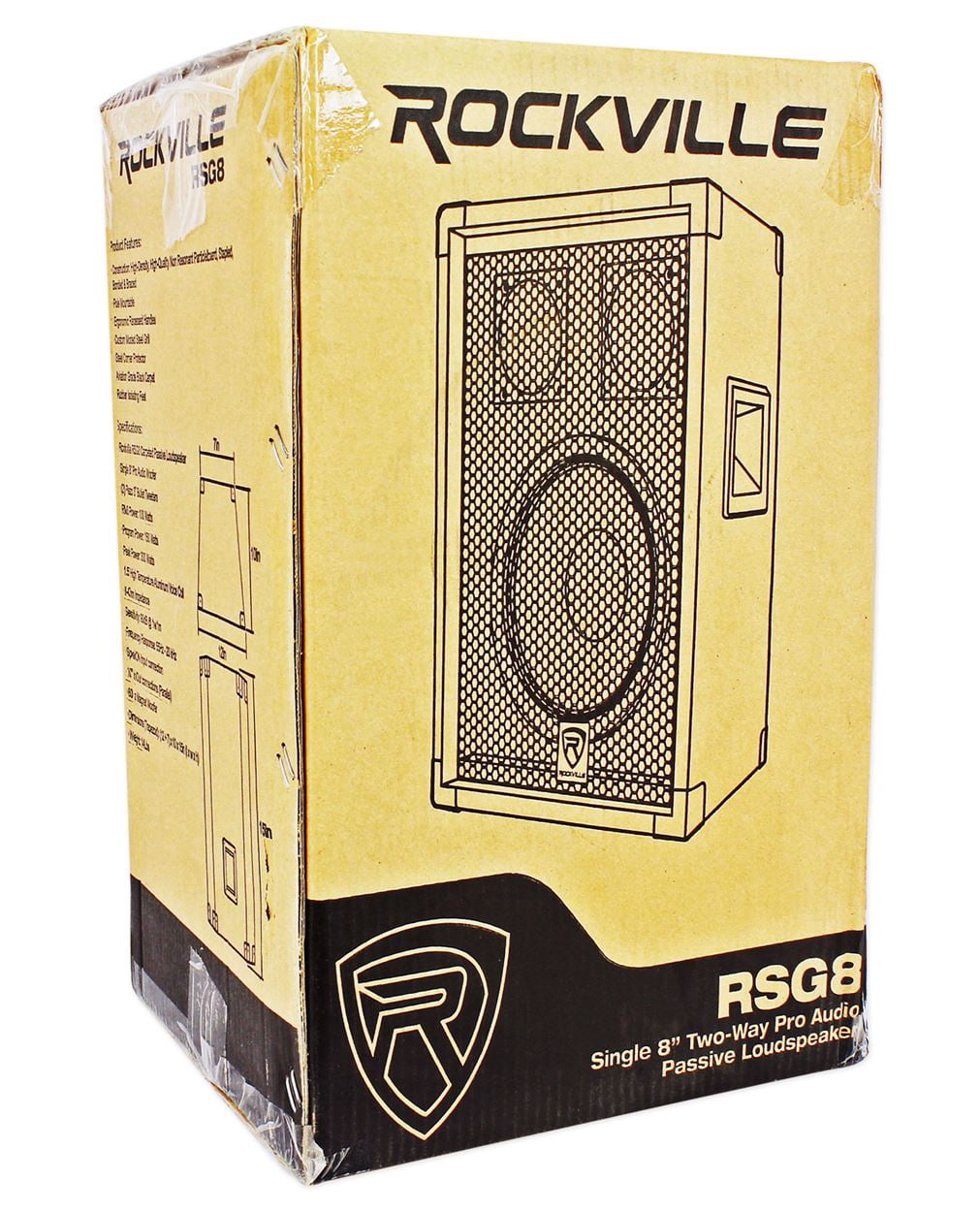 Rockville RSG8 8” 300 Watt 2-Way 8-Ohm Passive DJ/Pro PA Speaker, Pole Mountable