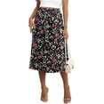 thumbnail image 4 of KISSMODA Womens Skirt Midi High Waist A-Line Casual Floral Print Trendy Bohemia Work Elegant with Pockets, 4 of 6