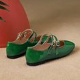 thumbnail image 3 of Zapatos LUXINYU Mary Jane para mujer, punta cuadrada, hebillas en el tobillo, verdes, 3 of 7