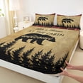 thumbnail image 3 of Homewish Wild Animal Bear Twin Sheet Sets,Country Farmhouse Cabin Twin Fitted Sheet,Black Brown Flat Sheet For Men Women,Ultra Soft Home Decor,3 Pieces, 3 of 7
