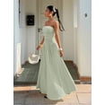 thumbnail image 6 of Mint Green Strapless Smocked Waist Ribbed Maxi Dress With Flowy Pleated Skirt Elegant Formal Party Gown, 6 of 6