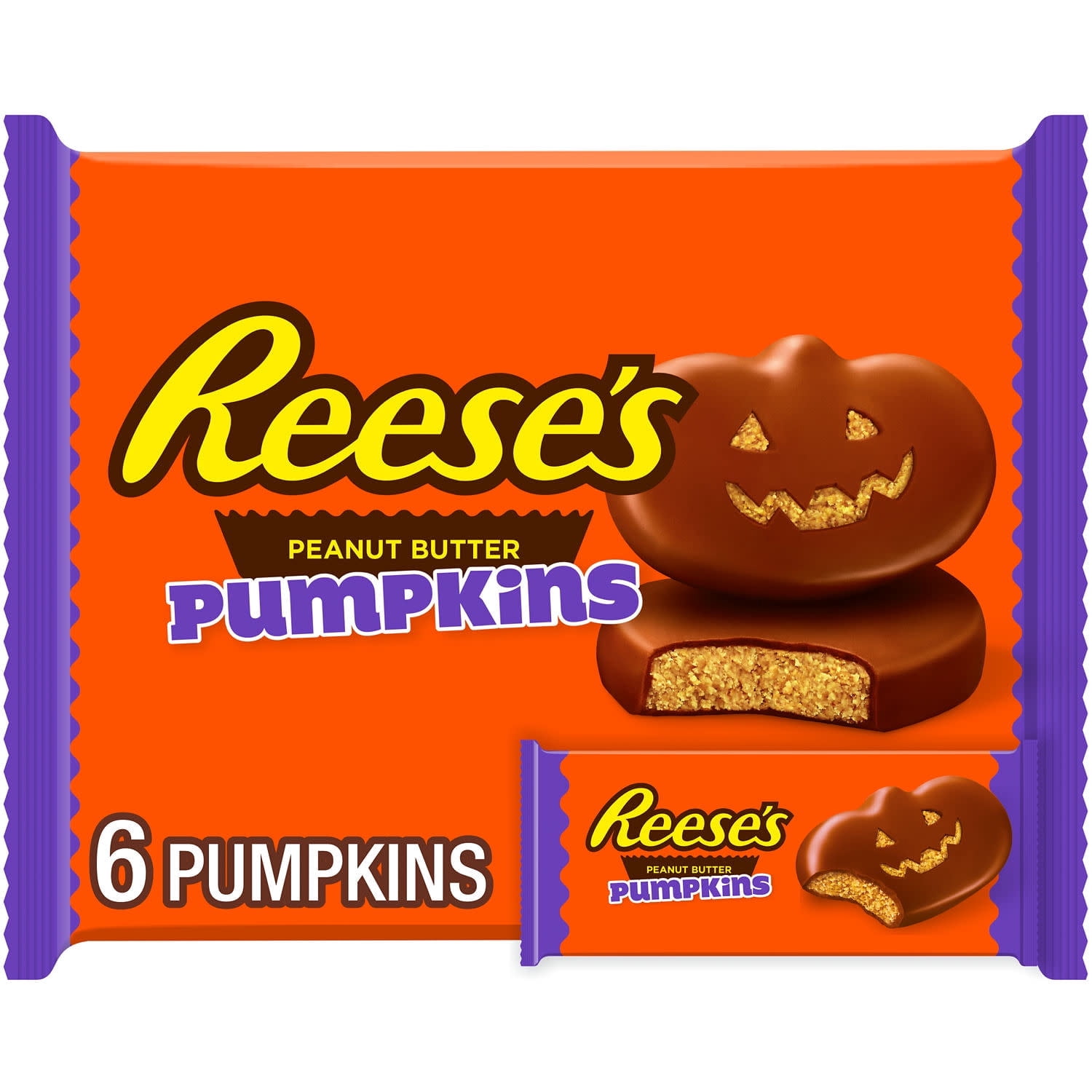 Reese’s Peanut Butter Pumpkins in Milk Chocolate, Halloween Edition Candy, 6 Pack, 1.2 oz Each with olive green bowl by ValueNest