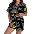 thumbnail image 2 of JIANLAI Nightgown Women's Cute Ghost & Floral All‑Over Print Notched Lapel Button‑Down Short‑Sleeve Top & Elastic Waist Shorts Loungewear Multiple Patterns Available S‑XXXL, 2 of 5
