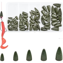 Bullet Fishing Weights Sinkers Kit, 60pcs Worm Weights Fishing Sinkers for Bass Fishing Carolina Rig Texas Rig Slip Sinkers Sliding Fishing Weights Saltwater Freshwater