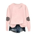 thumbnail image 5 of larppty Christmas Sweatshirt Women Christmas Xmas Snowflake Print Sweater Long Sleeve Shirts Holiday Pullover Tops （Pink, M）, 5 of 5