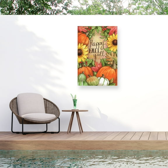 Melinda Hipsher 'Happy Fall Pumpkins' Outdoor Canvas 24x16