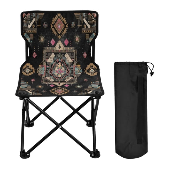 600D Oxford Camping Chair Portable Foldable Chair Supports 220 lbs for Picnic, Fishing, Backpacking Abstract Shapes Pattern
