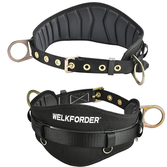 WELKFORDER Tongue Buckle Body Belt With Hot-Pressing Waist Pad and 2 Side D-Rings Personal Protective Equipment Safety Harness | Waist Fitting Size 32
