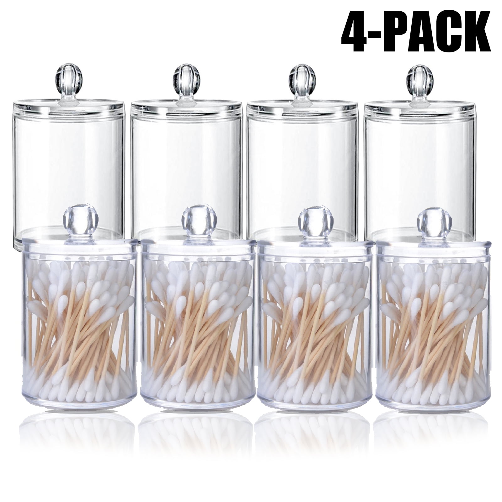 TSV 4/3/2/1pcs Qtip Dispenser Apothecary Jars, Qtip Holder Storage