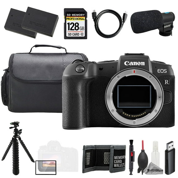 Canon EOS RP (Body)   Mic   128GB   Extra Battery  Tripod- Accessory Kit (International Version)