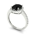 thumbnail image 2 of 2.27 ct Oval Cut Natural Onyx with Simulated Diamond Halo Accents 18K White Gold Womens Engagement Ring, 2 of 5