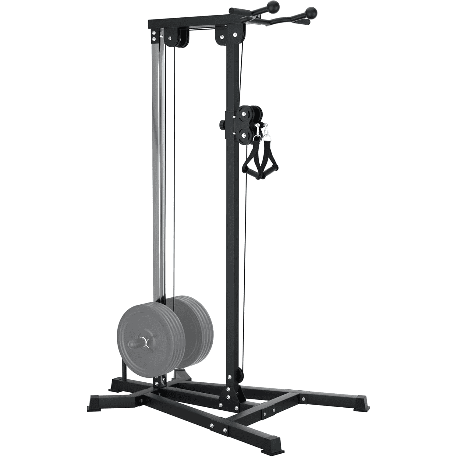 Reliancer LAT Pull Down and Low Row Cable Machine - 16 Height Adjustable Pulley System for Full Body Workout, Maximum Weight Capacity 400lbs, Perfect for Home Gym, Includes Additional Handle
