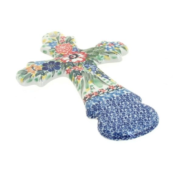 Blue Rose Polish Pottery Hummingbird Cross