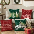 thumbnail image 2 of Christmas Pillowcases 18x18 Set of 4 Cute Xmas Tree  Pillow Cases Linen Cushion Cover Christmas Decorations for Home Bed Couch, 2 of 7