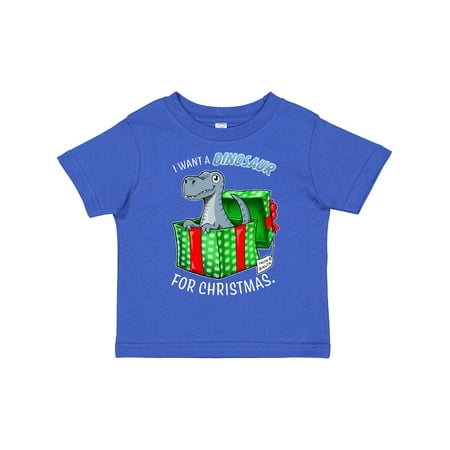 

Inktastic I Want a Dinosaur for Christmas in Green and Red Gift Box Gift Toddler Boy or Toddler Girl T-Shirt