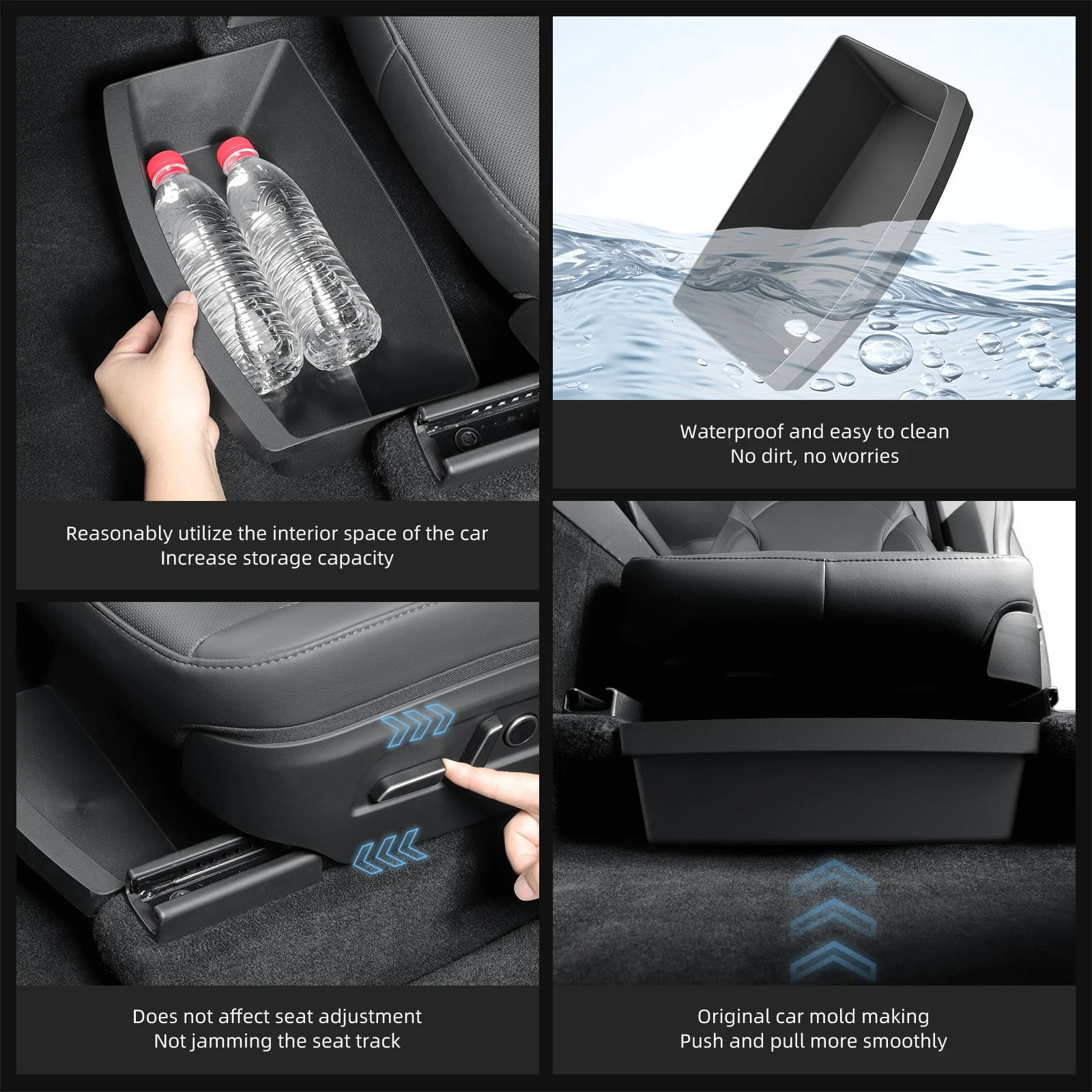 For Tesla Model Y Launch 2025 Juniper Under Seat Storage Box TPE High Capacity Organizer Case Drawer Tray Car Accessories