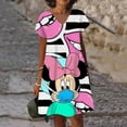 thumbnail image 5 of Vestido de manga corta con cuello en V, informal, bohemio, holgado, elegante, de verano, con estampado 3D de Disney, Minnie y Mickey Mouse, 5 of 5