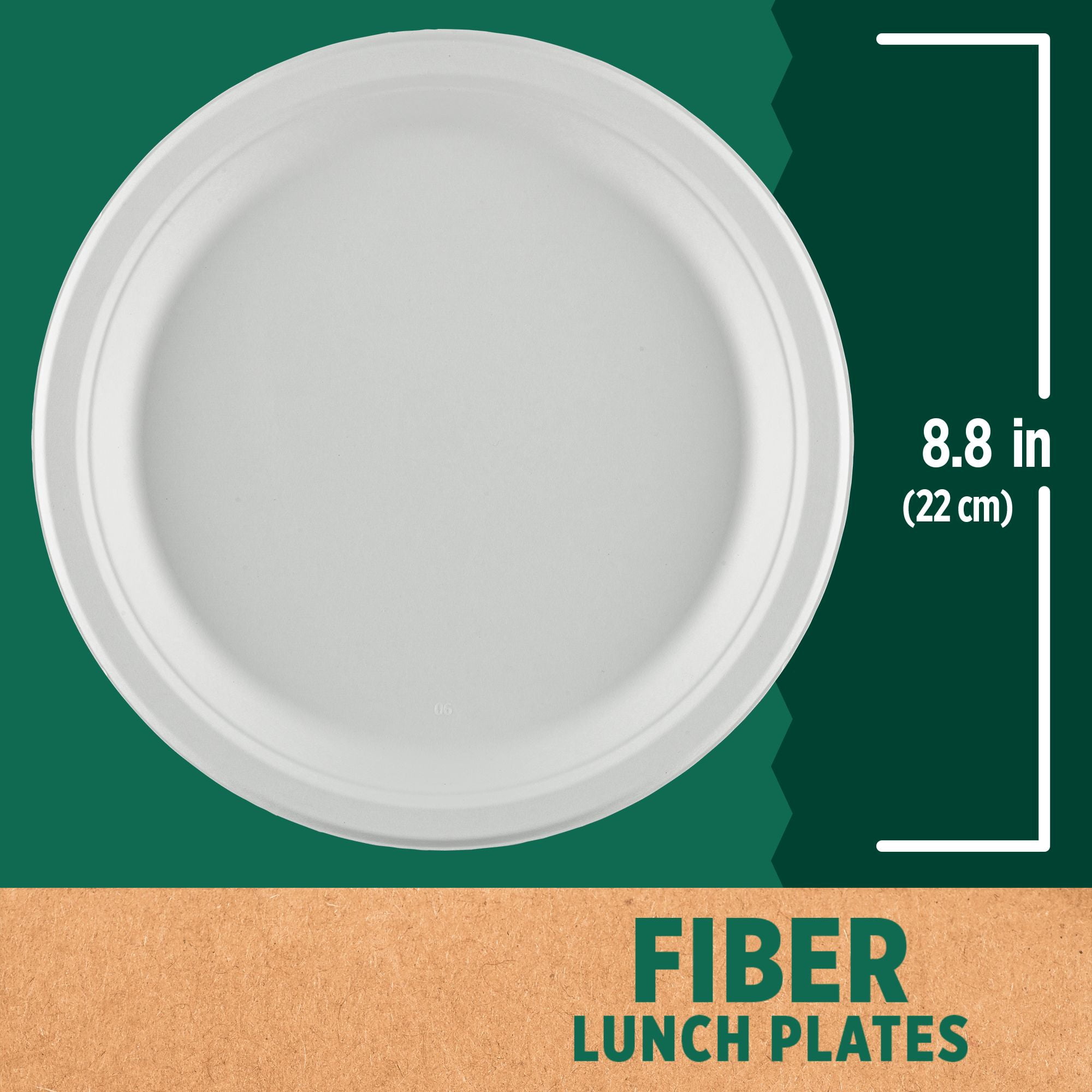 LifeMade 240 Count 8.8 in Lunch Plates Compostable Heavy-Duty Fiber, Home and Commercial Disposable