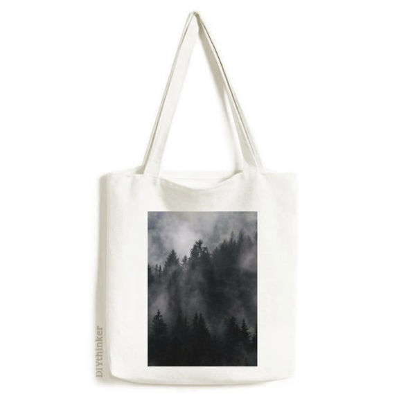 Dark Forest Mountain Fog Mist Tote Canvas Bag Shopping Satchel Casual Handbag