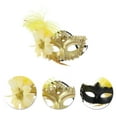 thumbnail image 3 of Unique Bargains 1 Pc Ostrich Feather Half Face Party Mask for Masquerade Party Gold Tone, 3 of 5