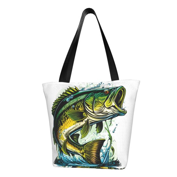 Balery Big bass fish Bolsa de Hombro con Diseño, Bolsa Grande y Duradera, Bolsa Versátil para Compras