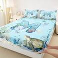 thumbnail image 3 of Feelyou Kids Cartoon Axolotl Full Size Sheets, Cartoon Letter M Bed Sheets, 4-Piece, 3 of 7