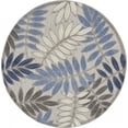 thumbnail image 1 of homeroots 384870 Extérieur Tapis Rond de 4 Pieds Gris et Bleu à Feuilles pour Intérieur et Extérieur, 1 of 1