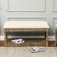 thumbnail image 2 of LuxenHome Upholstered Beige Linen Entryway and Bedroom Bench, 2 of 9