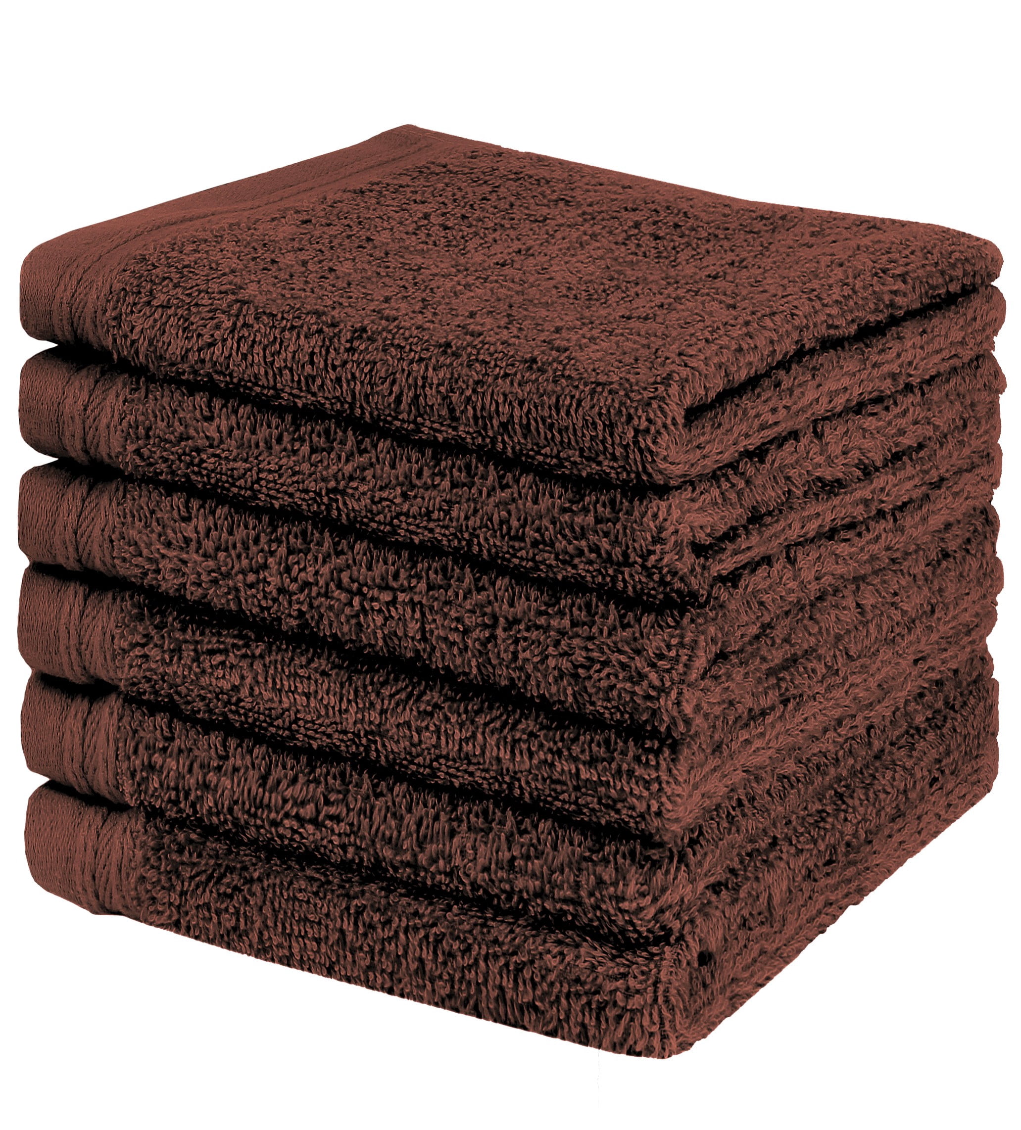 Weidemans 100% Cotton Washcloths 6 Pieces Towel Set | Fingertip Washcloth 13" X 13" | Towels for Bathroom, Hand, Kitchen, Cleaning | Machine Washable high Absorbency Bathroom Face Towels | Chocolate