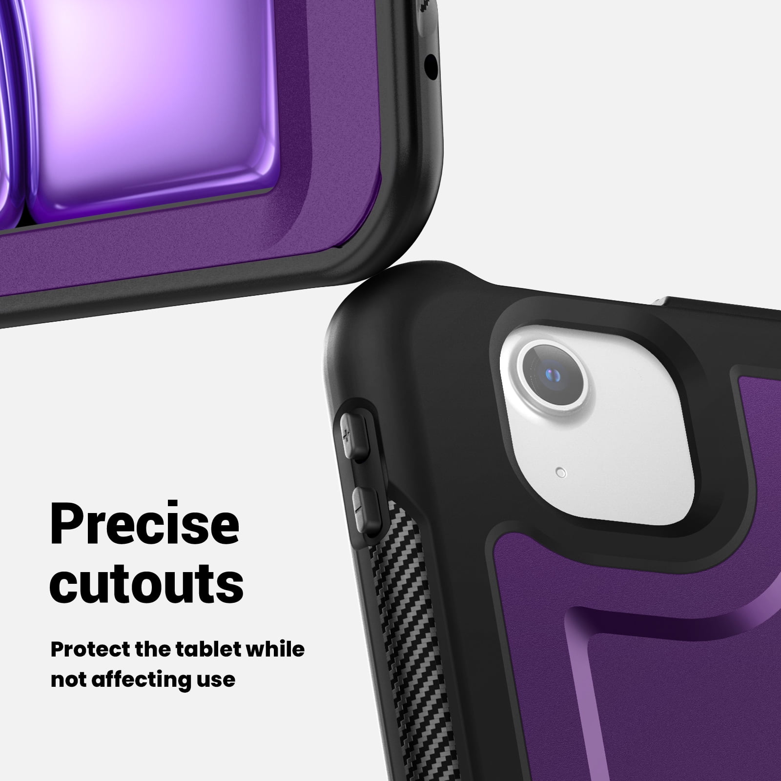 Shockproof Case for Apple iPad Air 13 Inch 2024 M2, Rugged Hybrid Protective Cover with Pencil Holder & Shoulder Strap Kids Friendly Rotating Kickstand Case for iPad Air 13" 2024, Purple