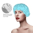 thumbnail image 4 of YFYANG Women's Double Waterproof Shower Cap, Blue Line Texture Reusable Hair Cap for All Hair Styles and Head Sizes, 4 of 9