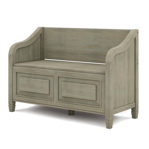 Gray Wood Hughes Storage Bench Brooklyn + Max Somerset SOLID WOOD 42 inch Wide Transitional Entryway