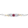 thumbnail image 2 of Gem Stone King 925 Sterling Silver and 10K Yellow Gold Pink Tourmaline Tennis Bracelet for Women (1.54 Cttw, Gemstone October Birthstone, Fully Adjustable up to 9 inch), 2 of 4